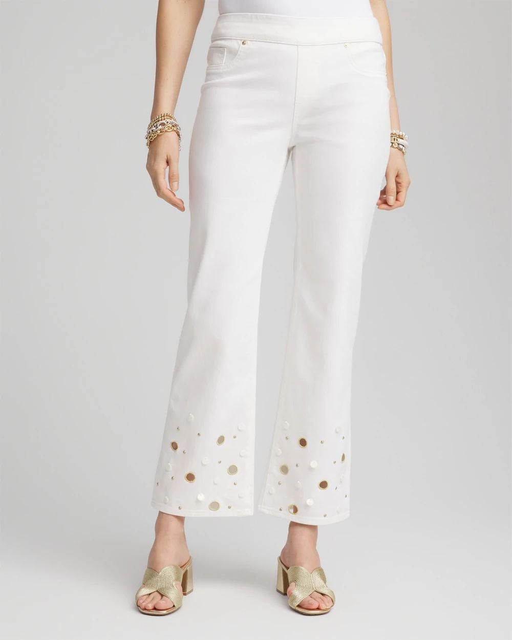 Chika　38 Pull-On Embellished Straight-Leg Cropped Jeans | Chico's